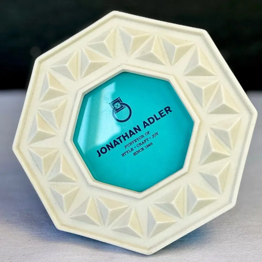Jonathan Adler Charade Studded Octagonal Mini Picture Frame White‎ Porcelain